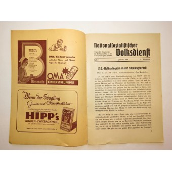 Monatliche Ausgabe der NSDAP. Januar 1941 Nationalsozialistischer Volksdienst. Espenlaub militaria
